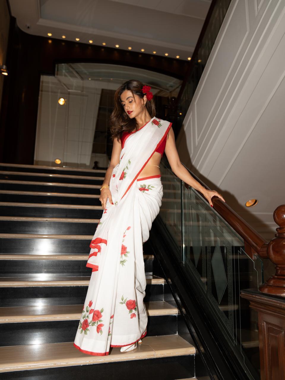 Gulabo Cotton Hand-Painted Saree