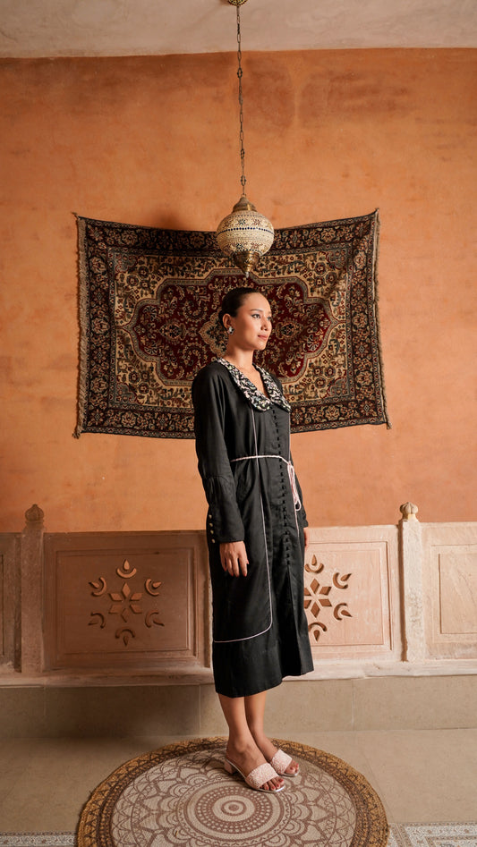 Tropical long black jacket