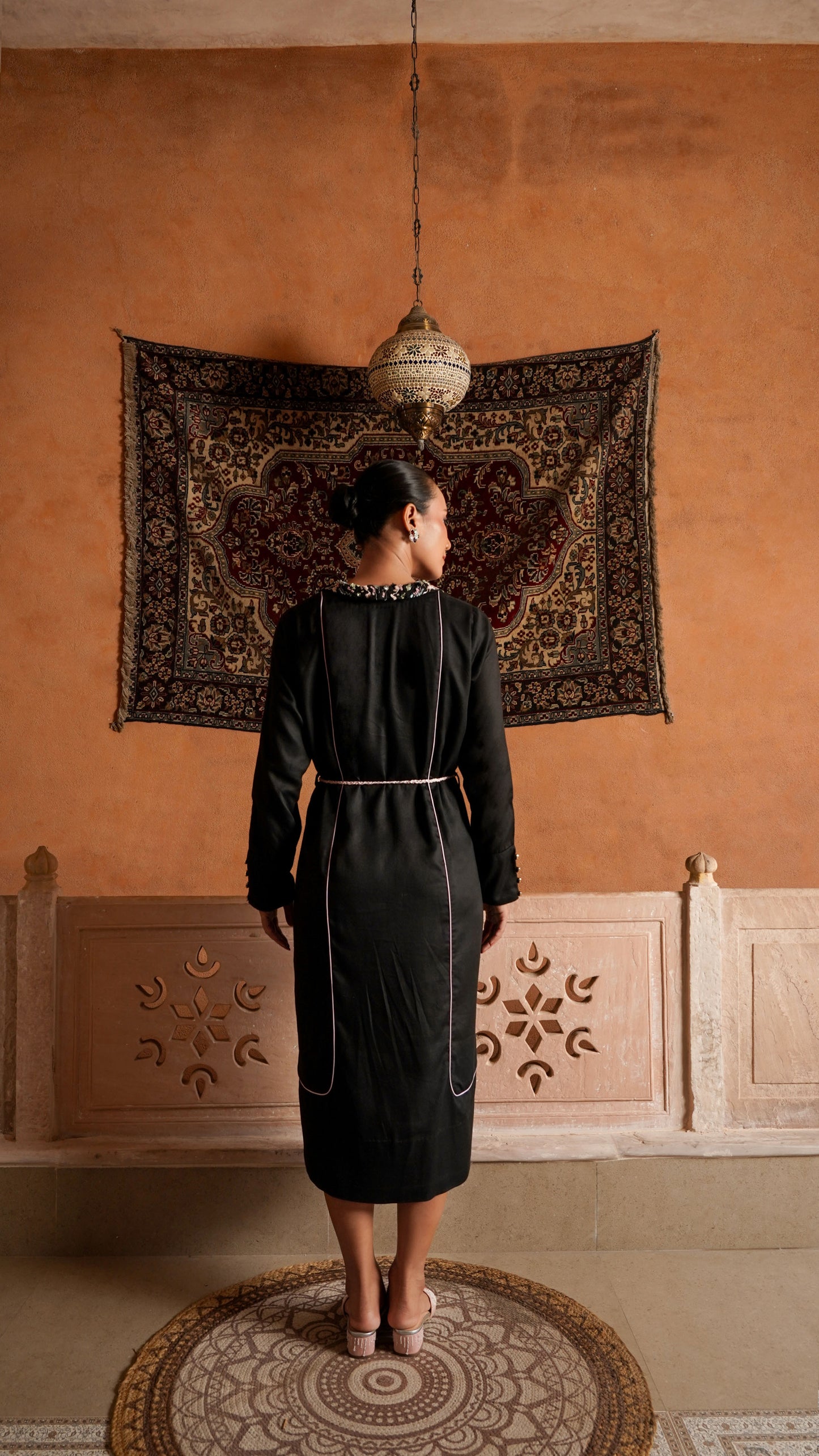 Tropical long black jacket