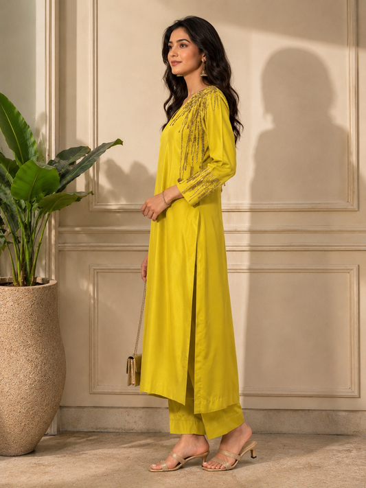 Golden Embroidery Kurta Set