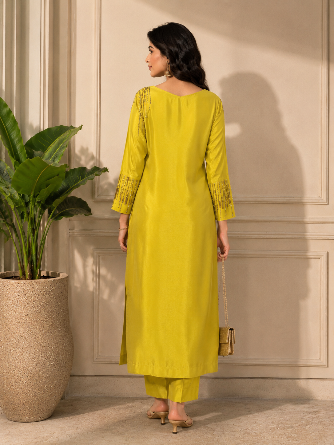 Golden Embroidery Kurta Set