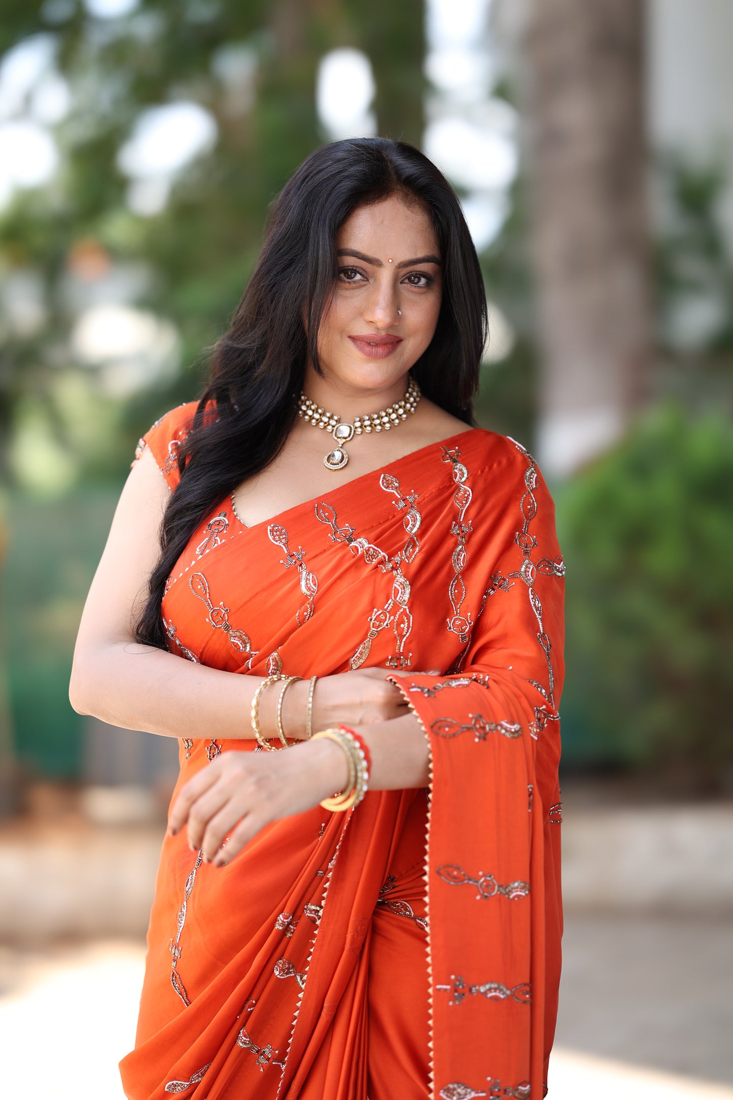 Vermillion saree