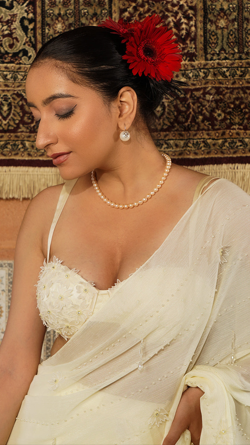 Lemon Icing drape Saree