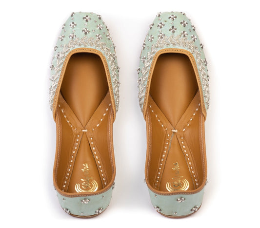 Cindrella Jutti - Handcrafted Designer Teal Ladies Jutti