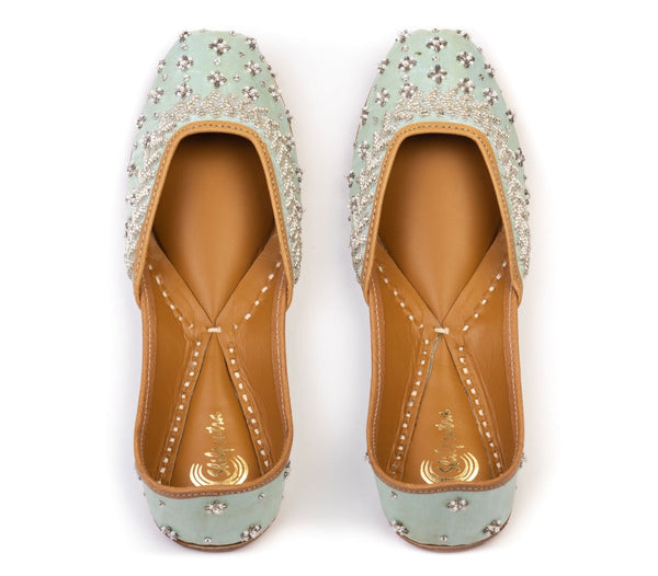Cindrella Jutti - Handcrafted Designer Teal Ladies Jutti