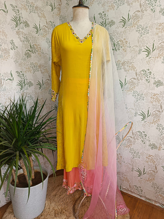 Chartreuse neon green kurta setÂ