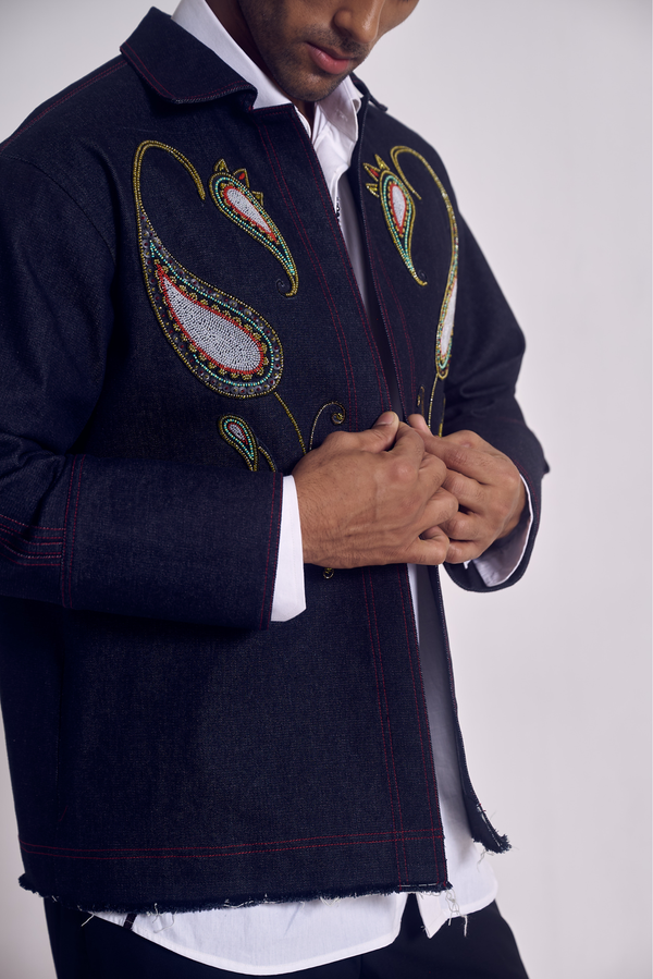 Paisley Noir Cropped Jacket