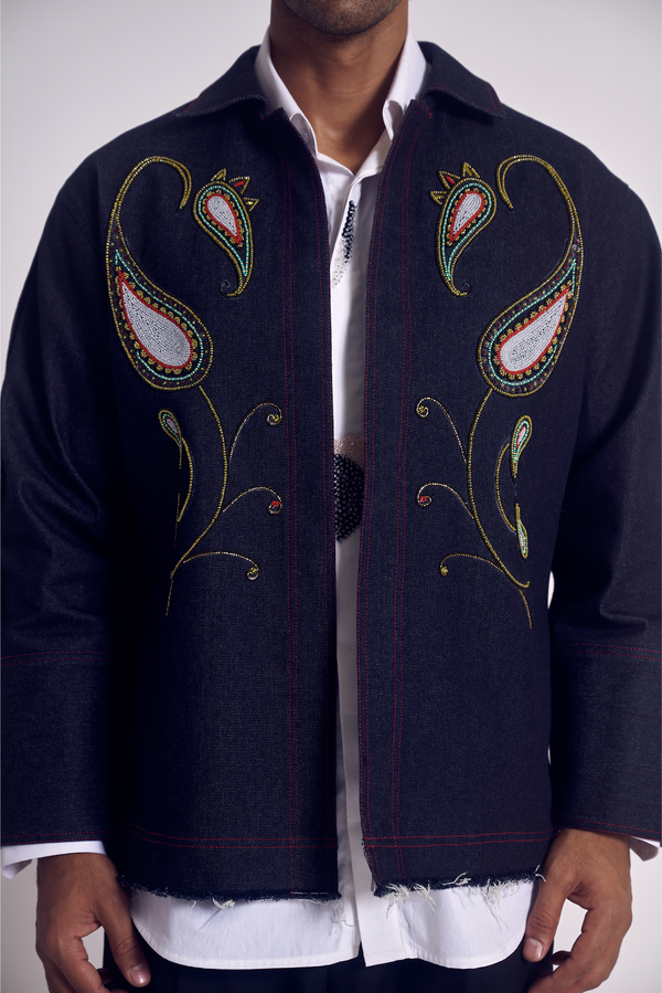 Paisley Noir Cropped Jacket