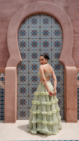 Dew kissed pista green lehenge