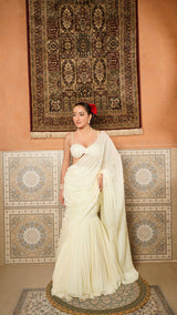 Lemon Icing drape Saree