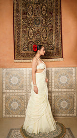 Lemon Icing drape Saree