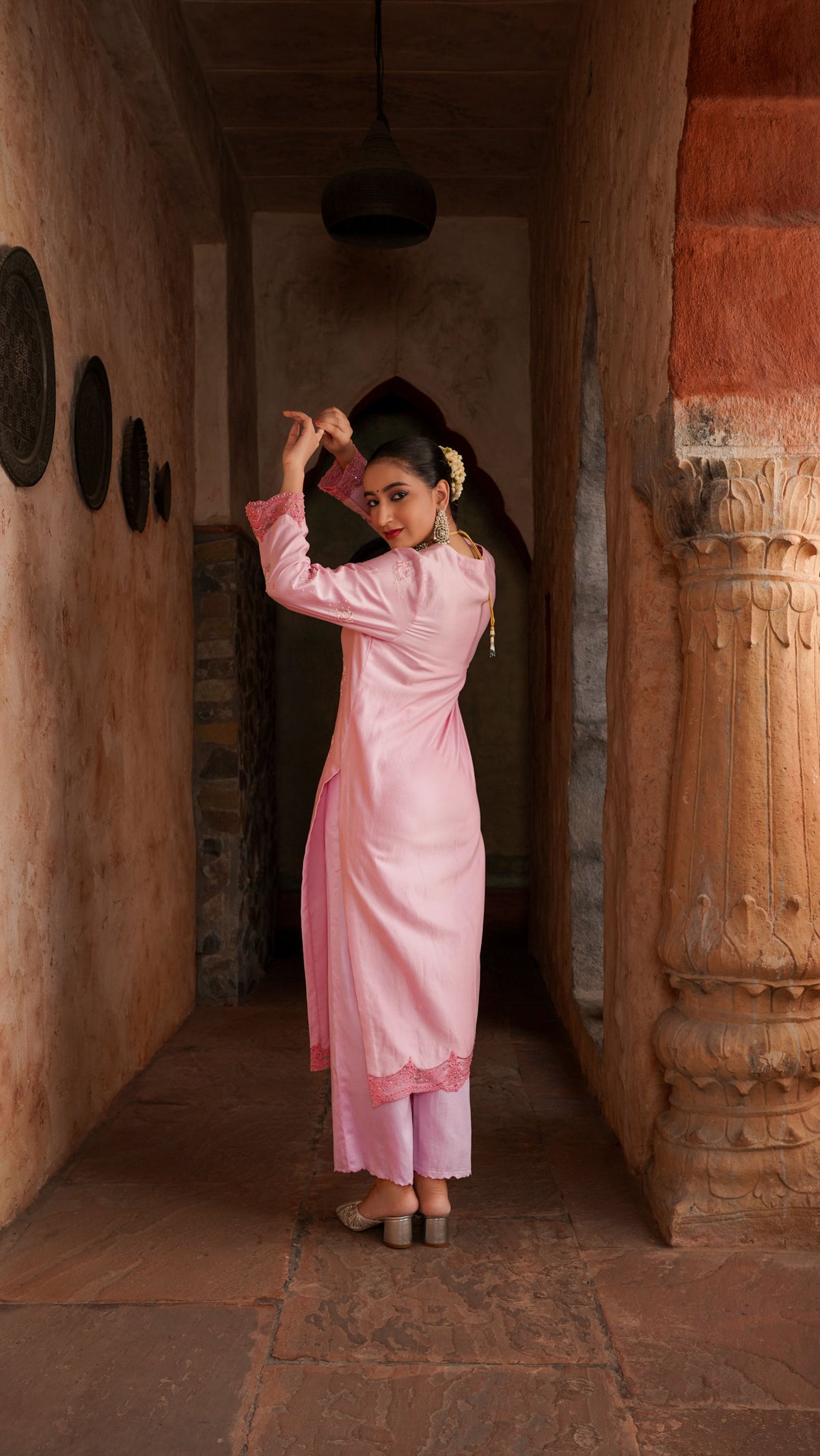 Mesh Pink Kurta Set