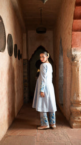 Powder Blue Painted Kurta Set