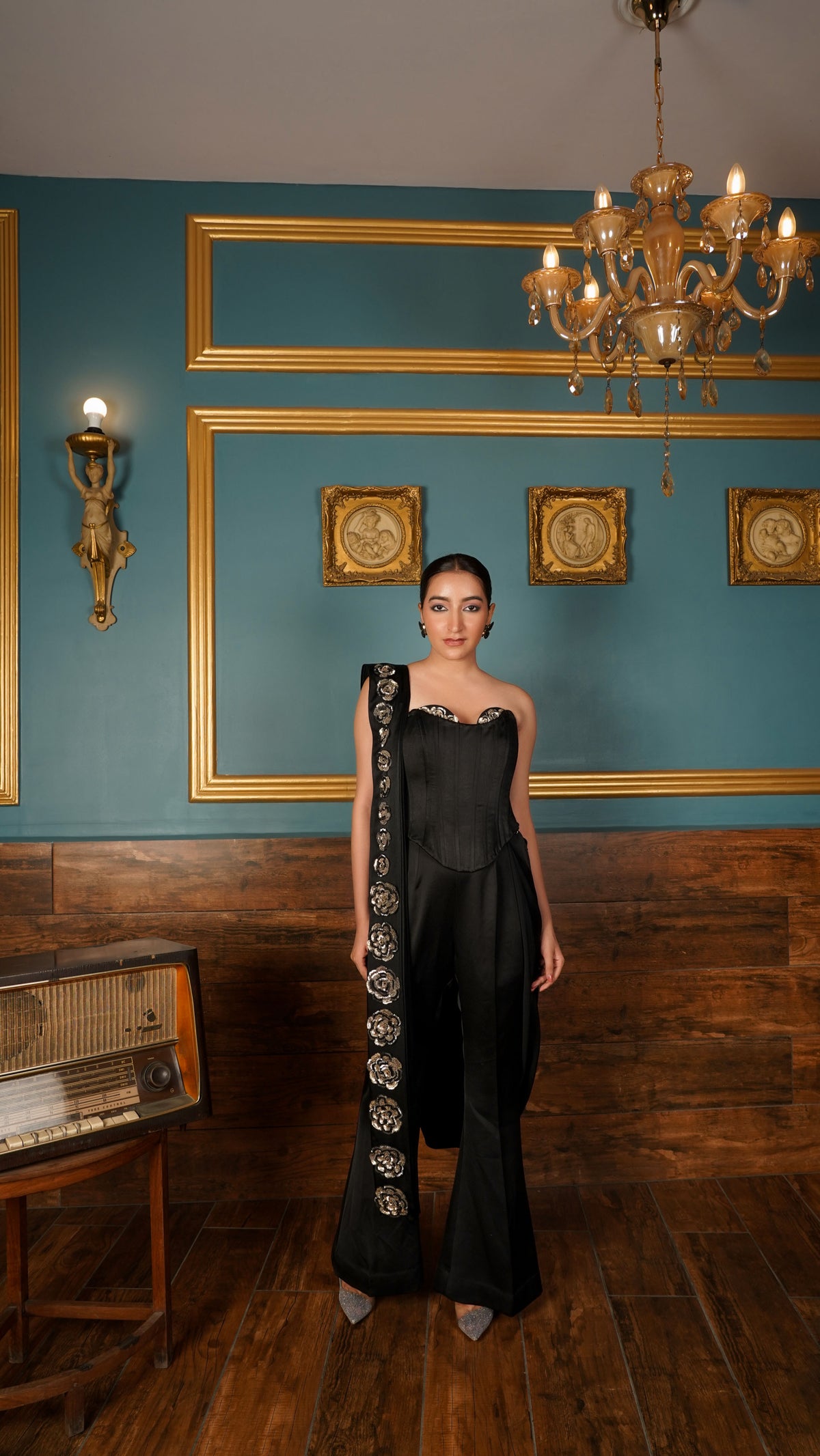 Black Drape Saree