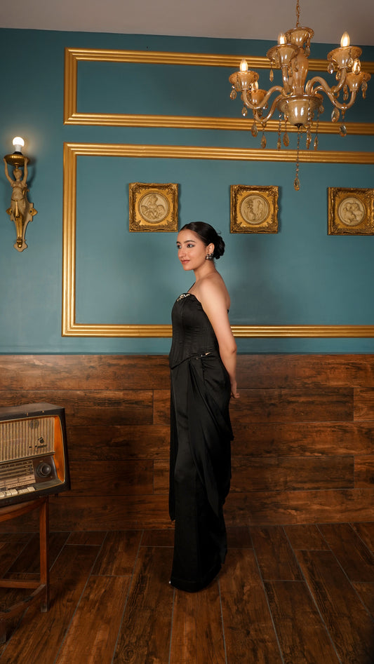 Cool Black Drape Saree