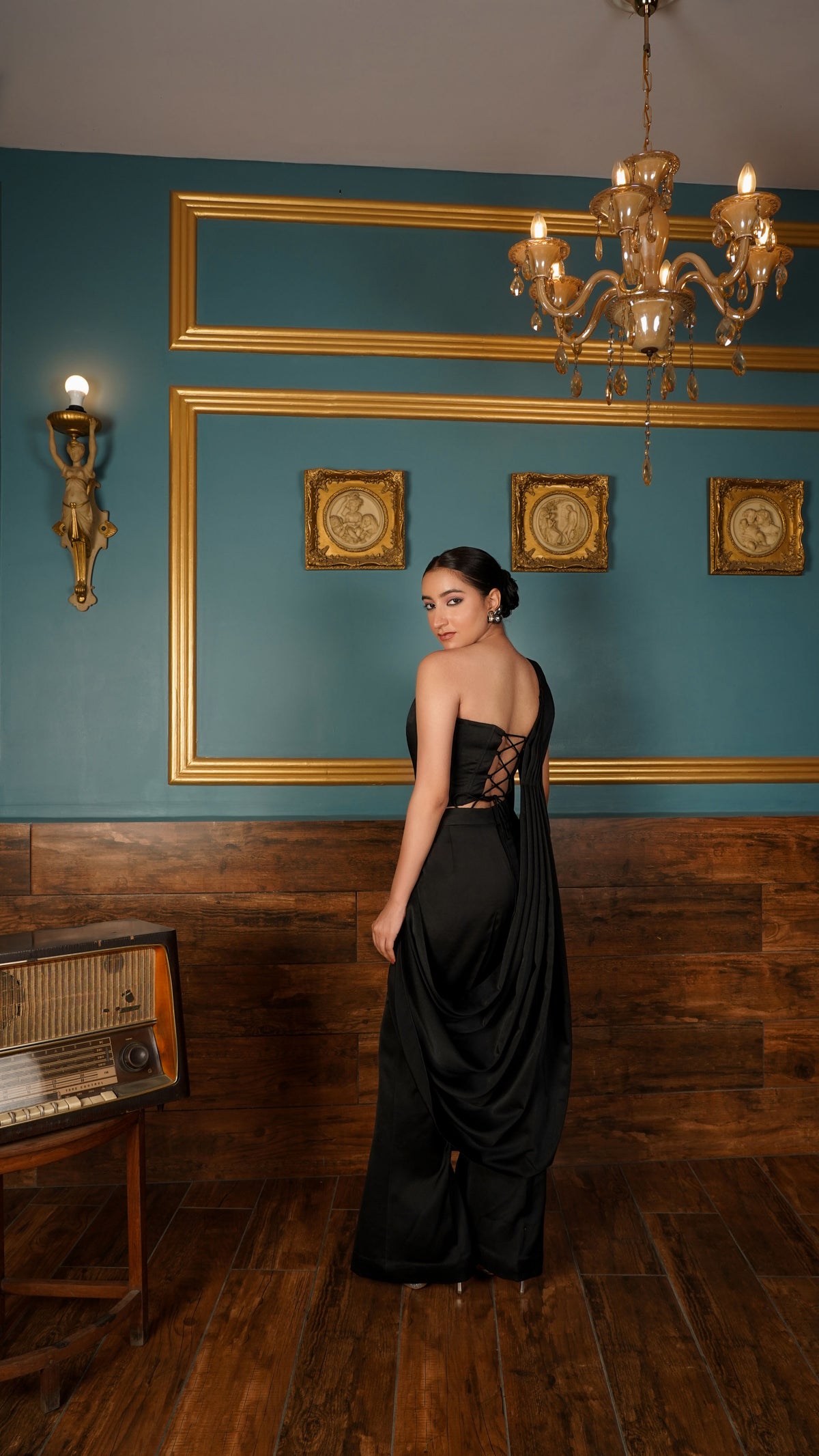 Black Drape Saree