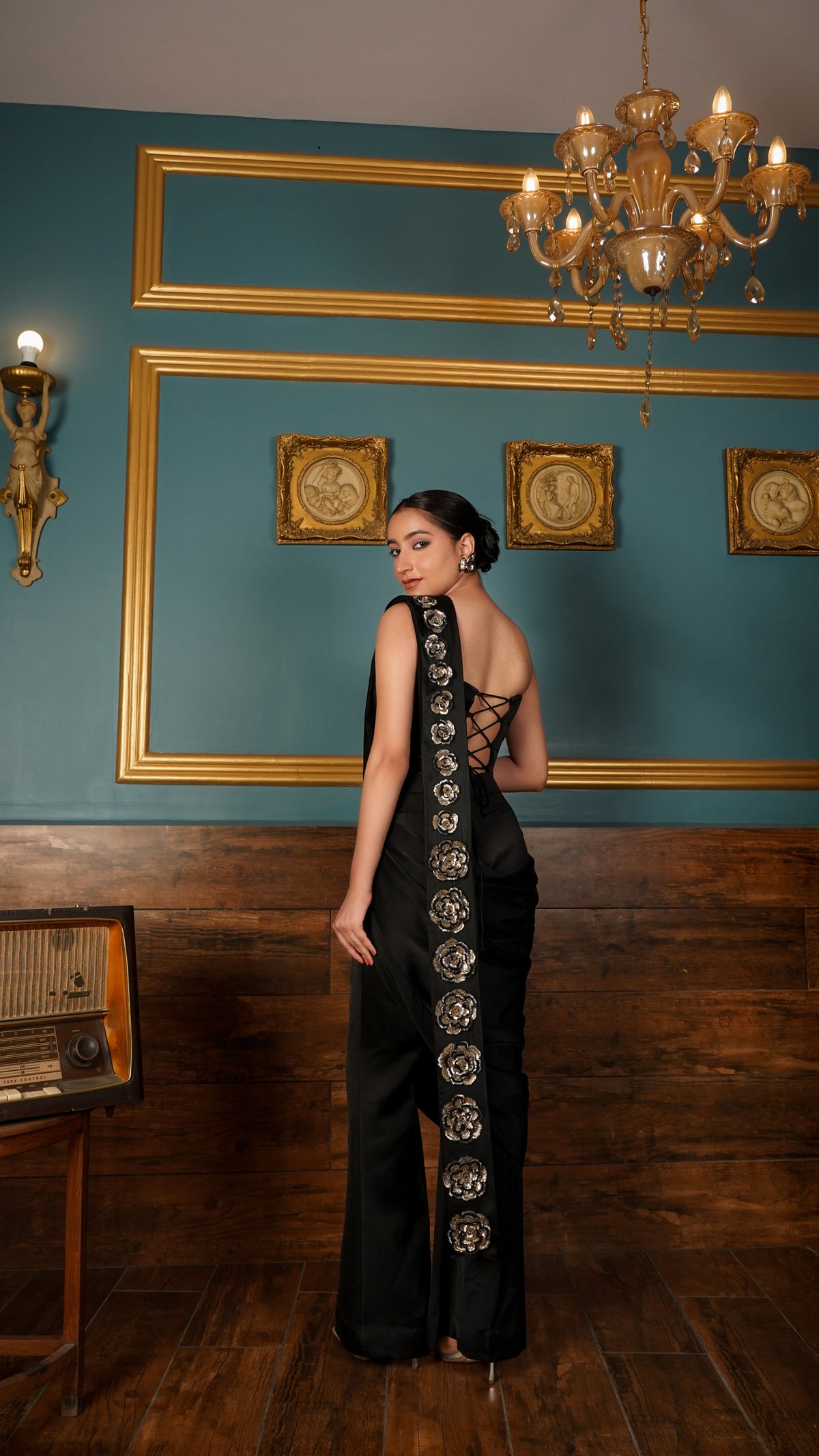 Black Drape Saree
