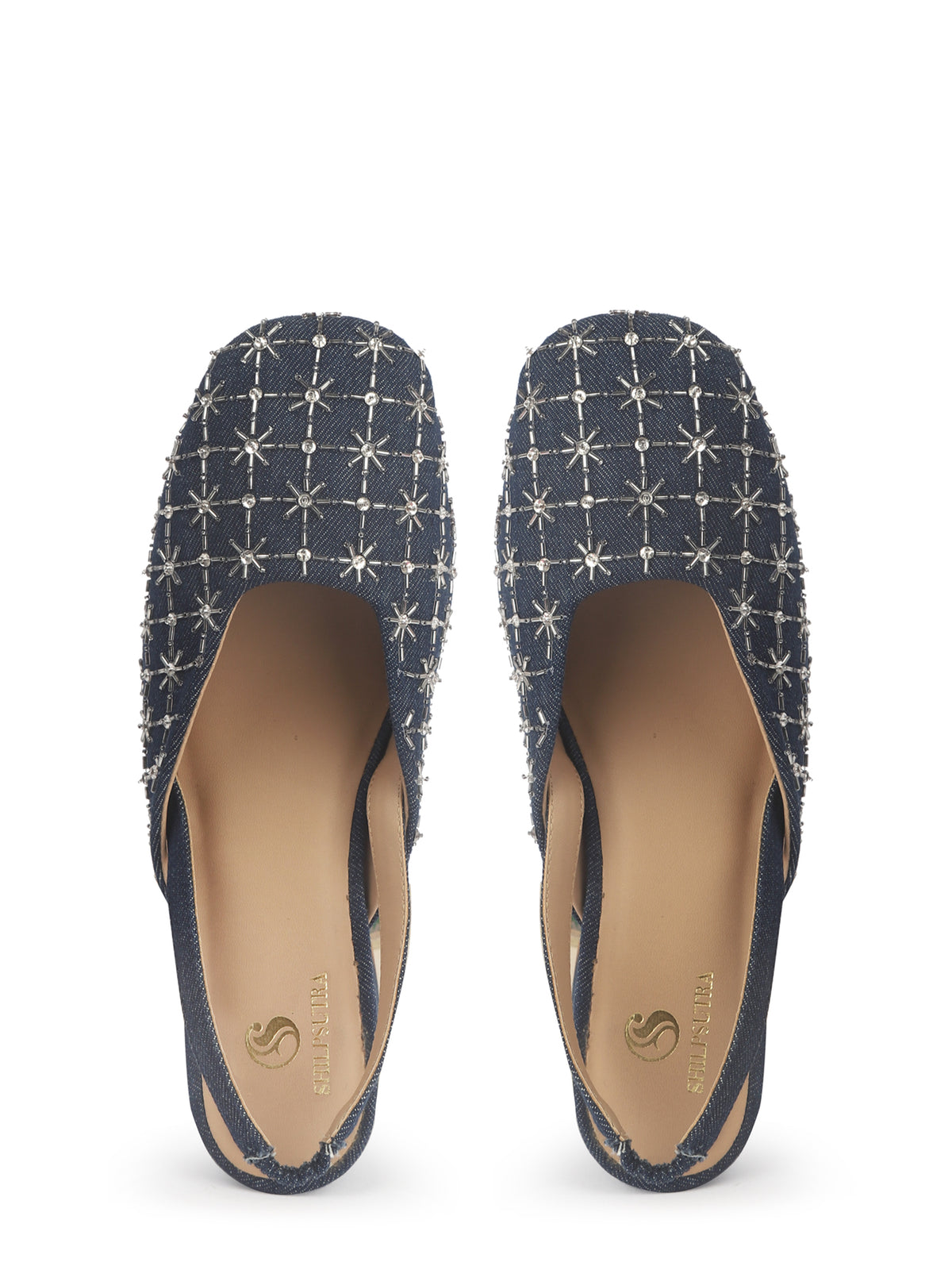 Embo Denim – Silver Embellished Mules