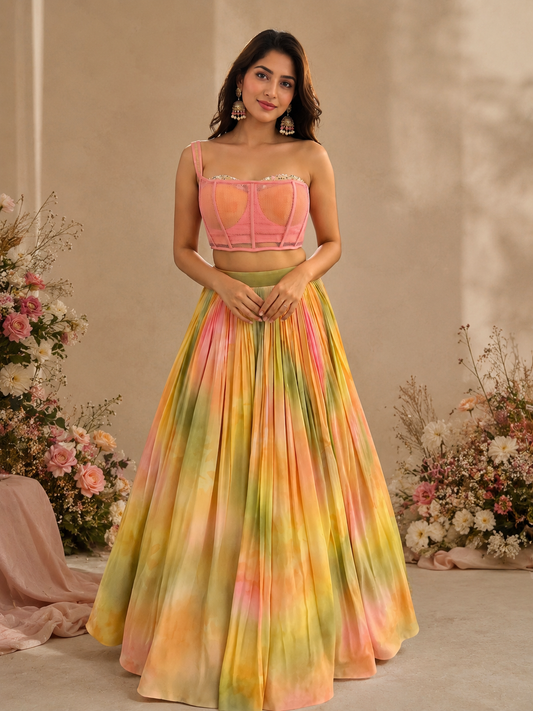 Hand Painted Haldi Lehenga