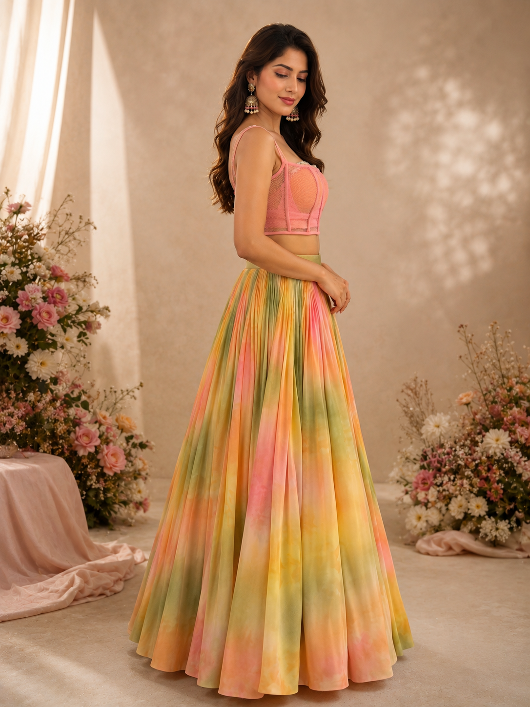 Hand Painted Haldi Lehenga