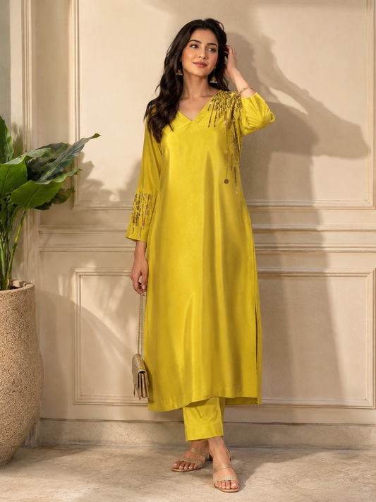 Golden Embroidery Kurta Set