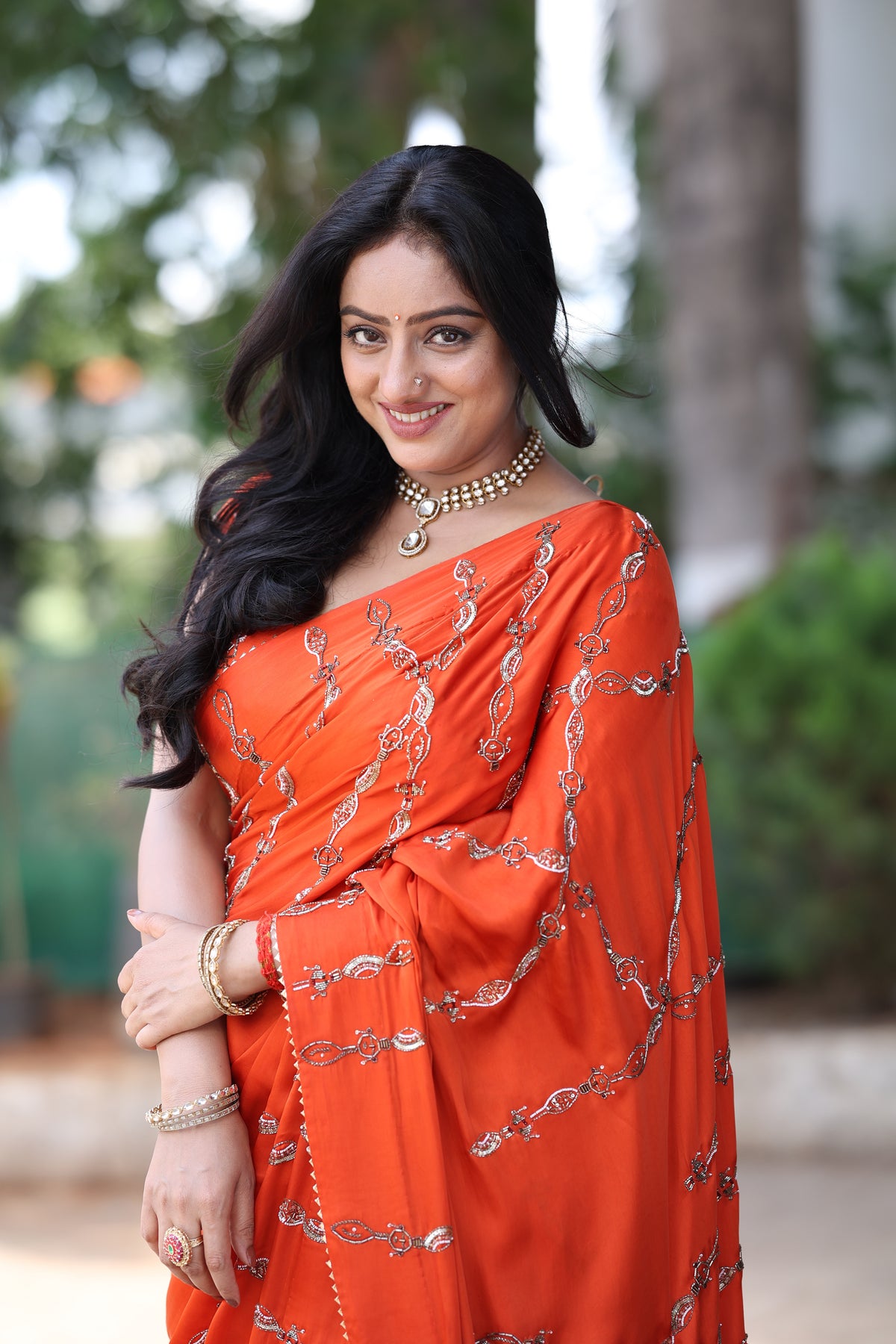 Vermillion saree