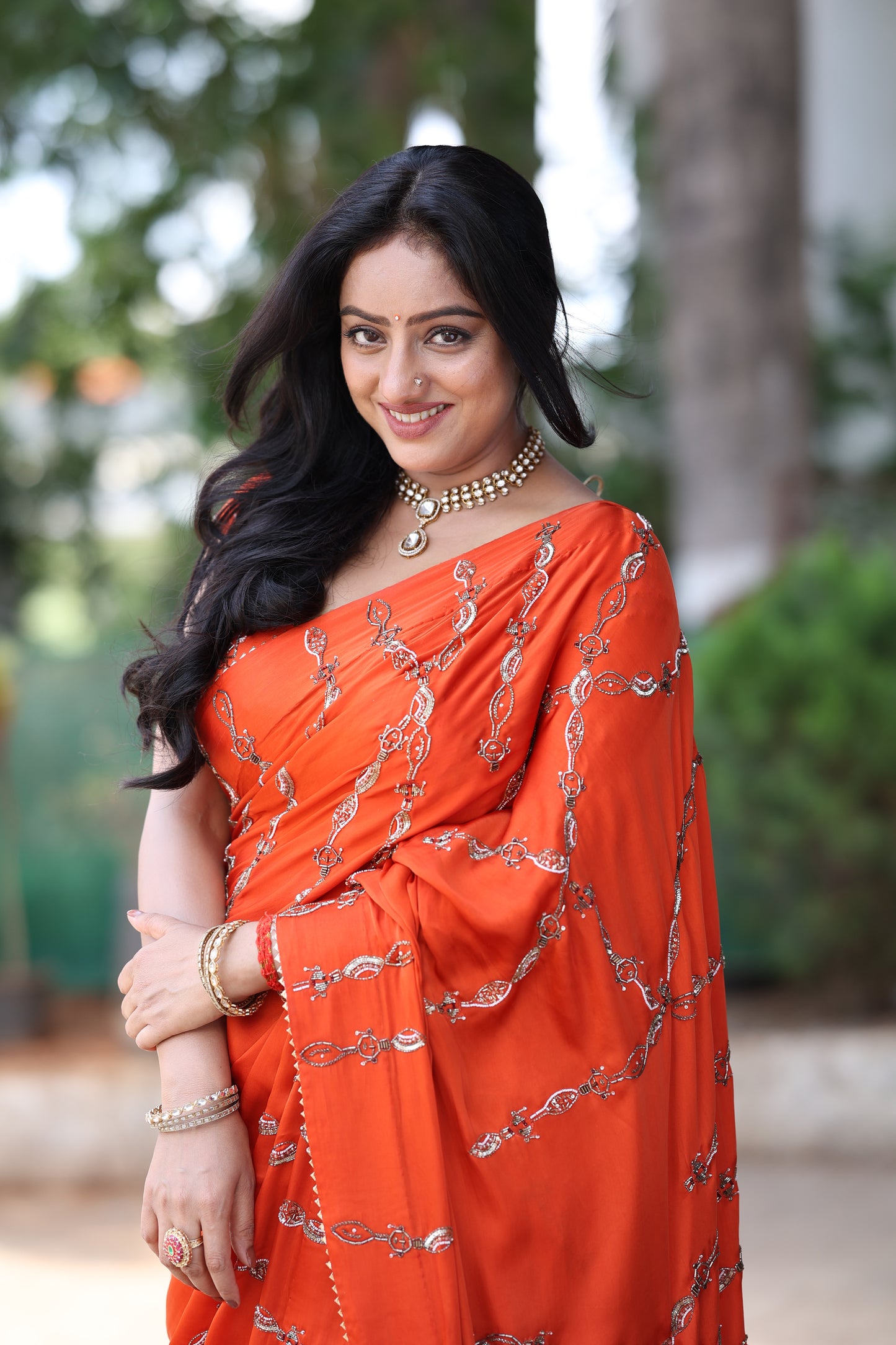 Vermillion saree