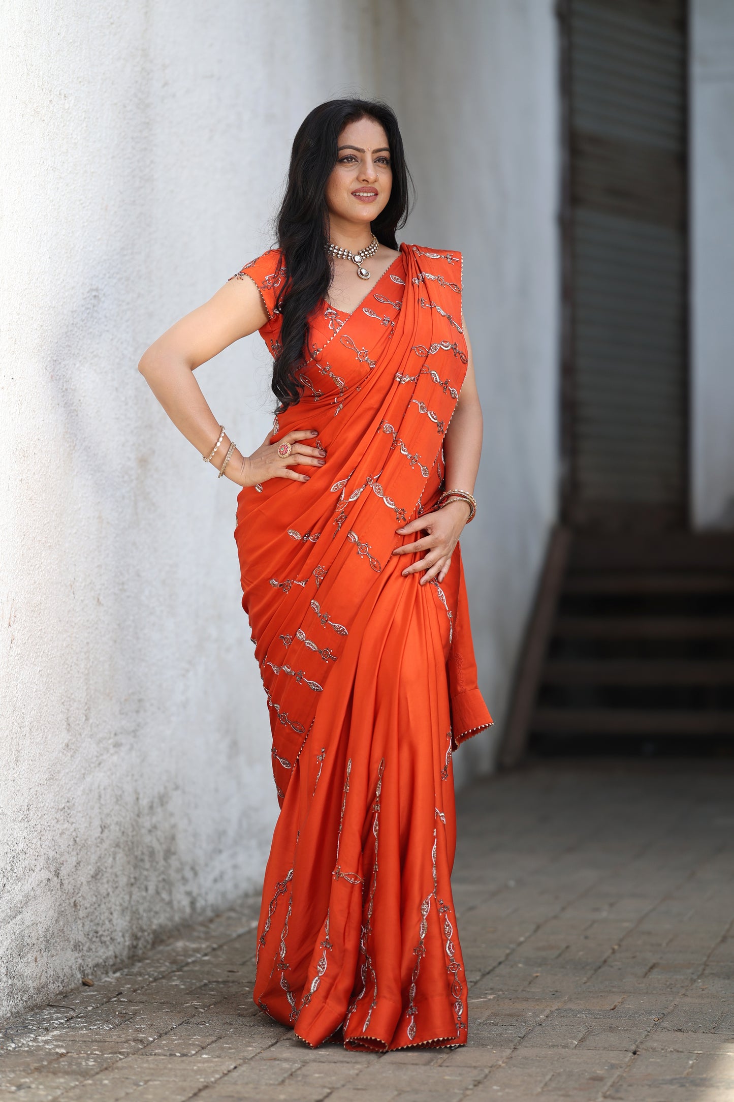 Vermillion saree