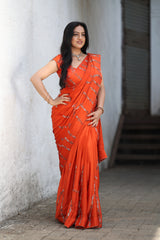 Vermillion saree