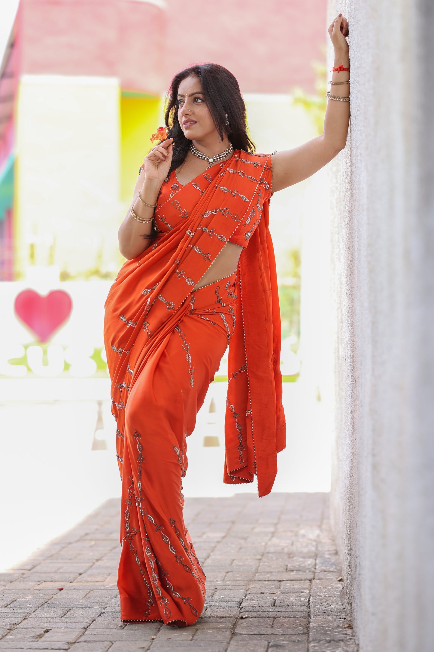 Vermillion saree