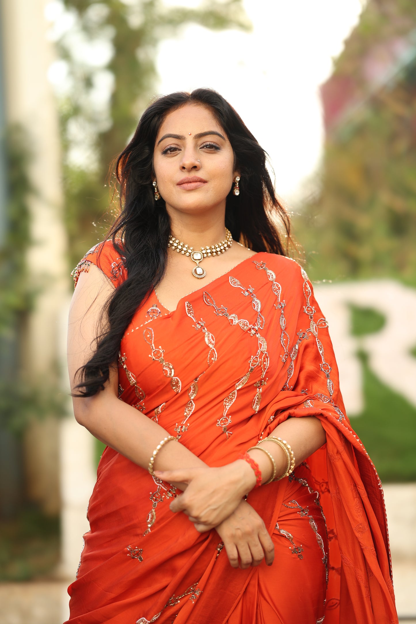 Vermillion saree