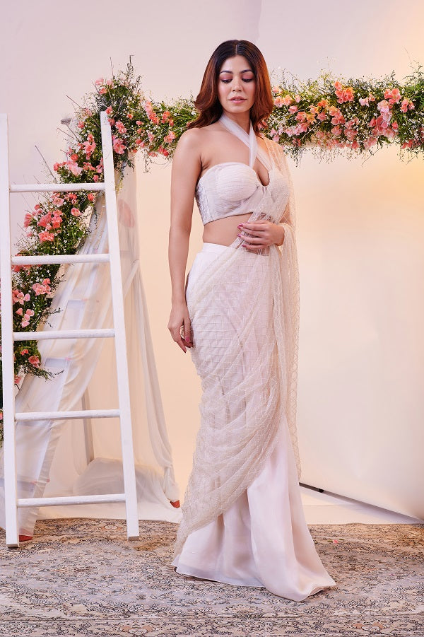 Cream Drape Saree
