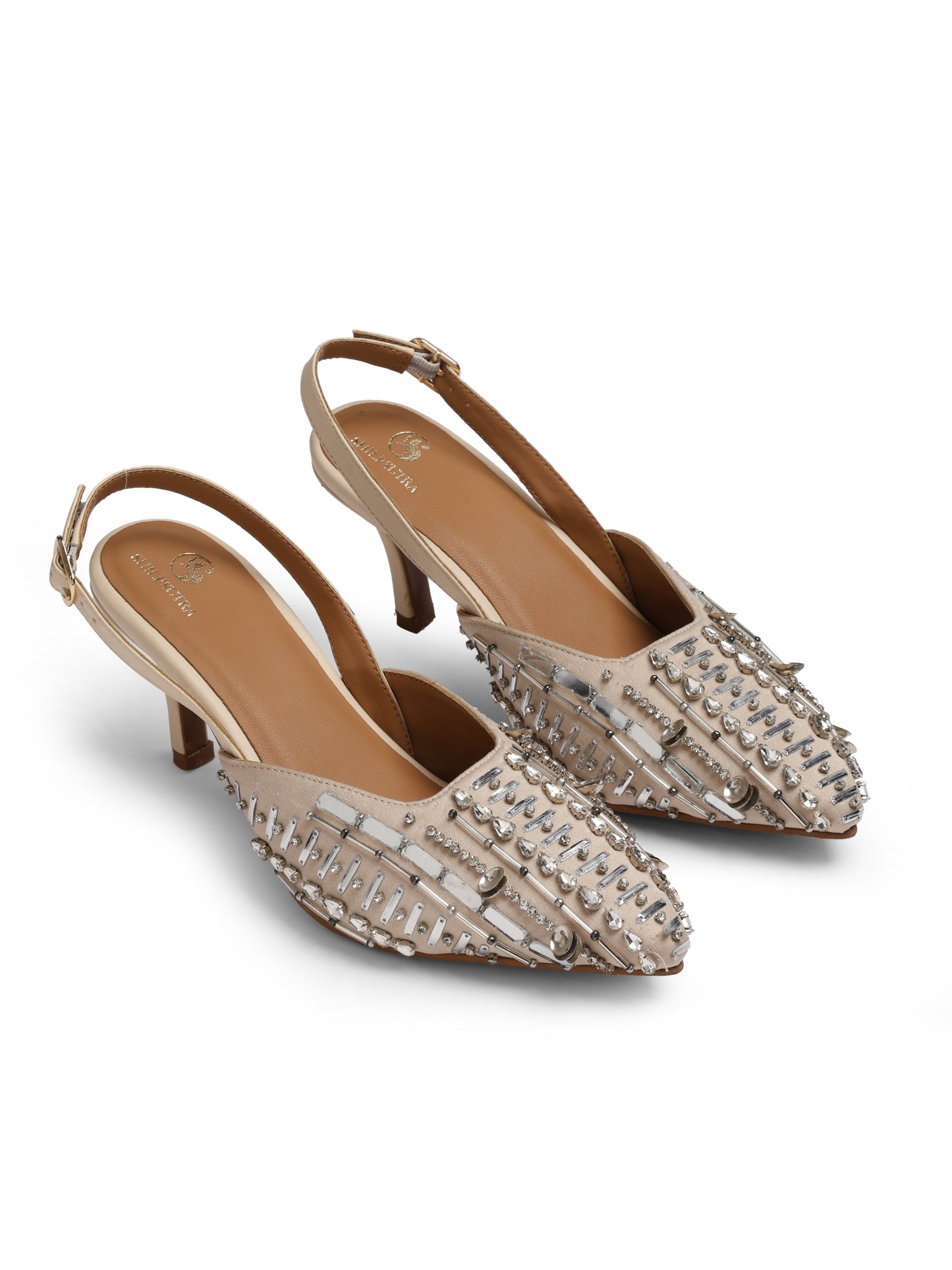 Crystal Mirror peep toe