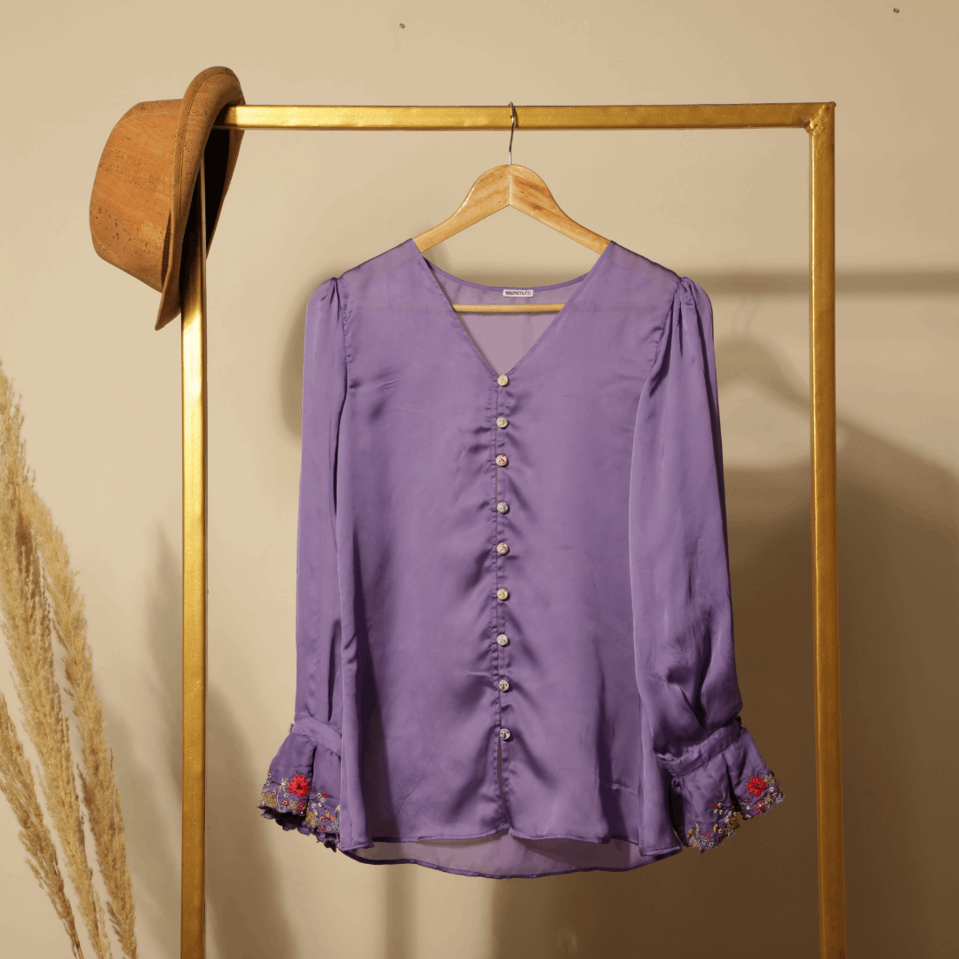 Satin Chiffon blouse Purple/Pink