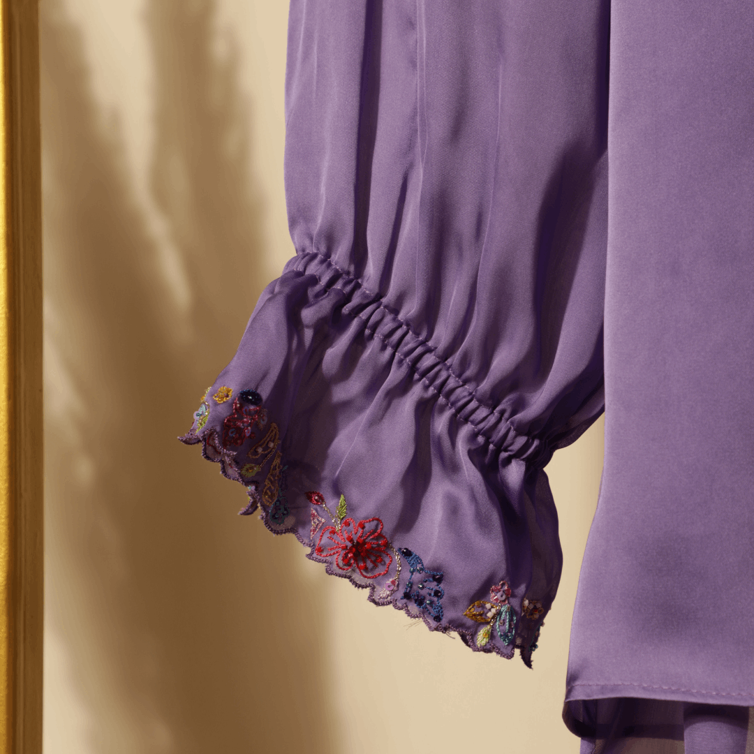 Gathered Cuffs and collar shirt Purple/Pink