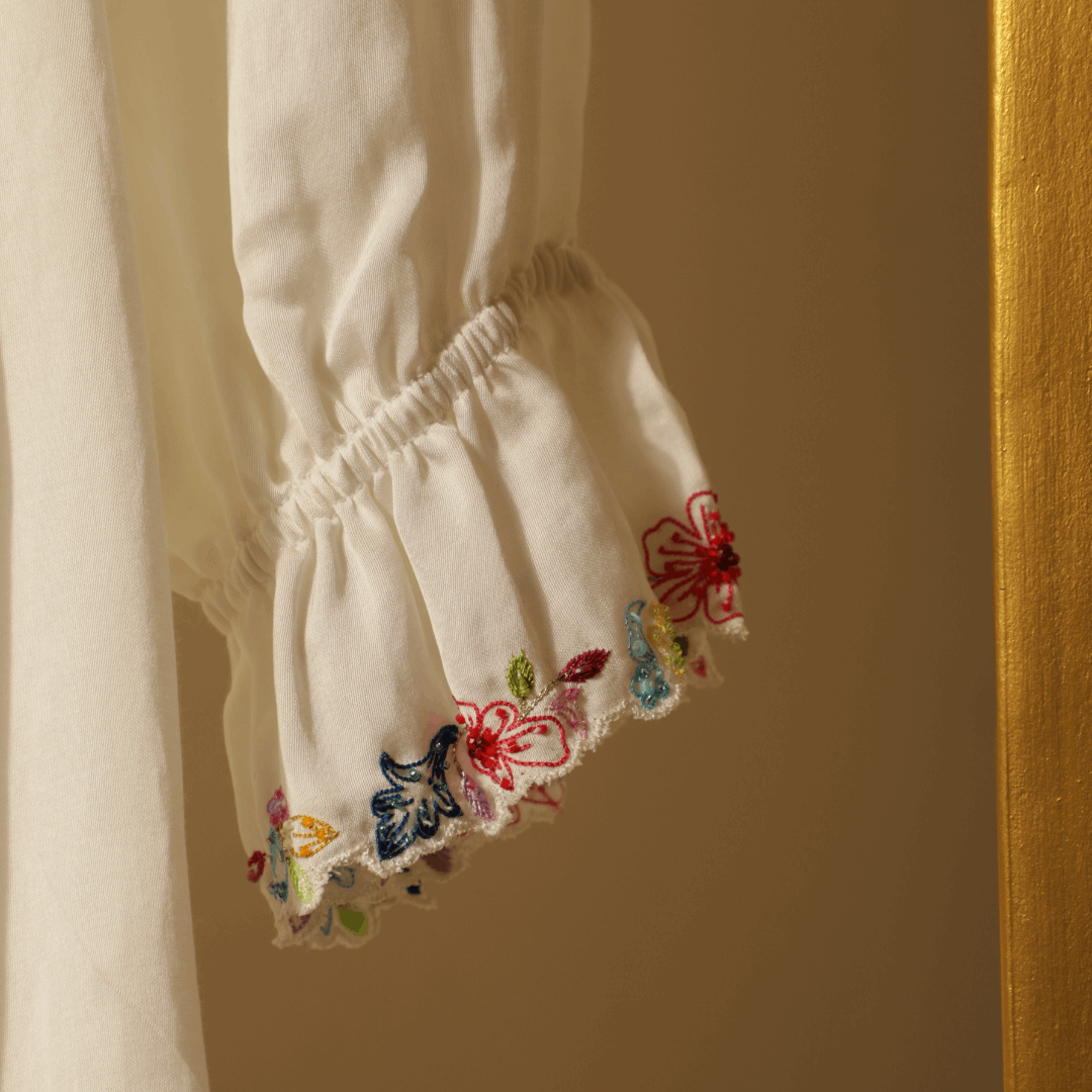 Gathered Cuffs and collar shirt