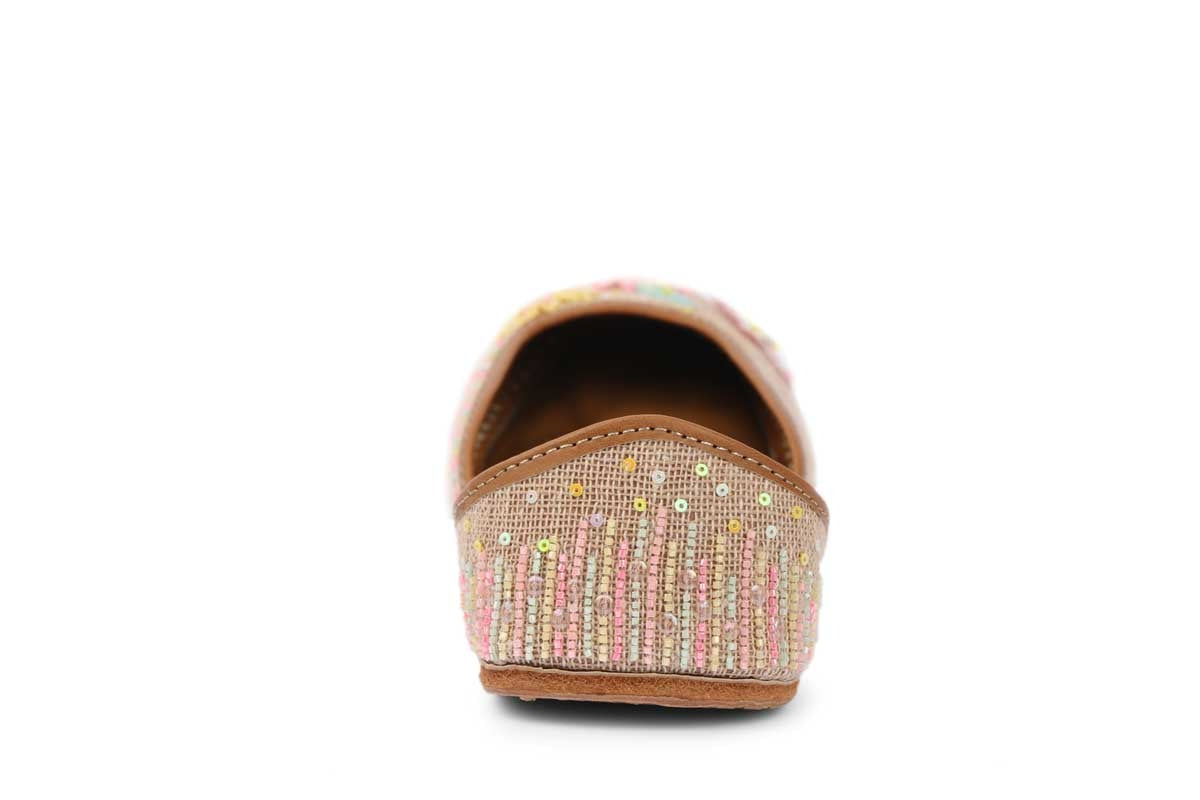 Multicolor Embroidered Beige Color Ladies jutti