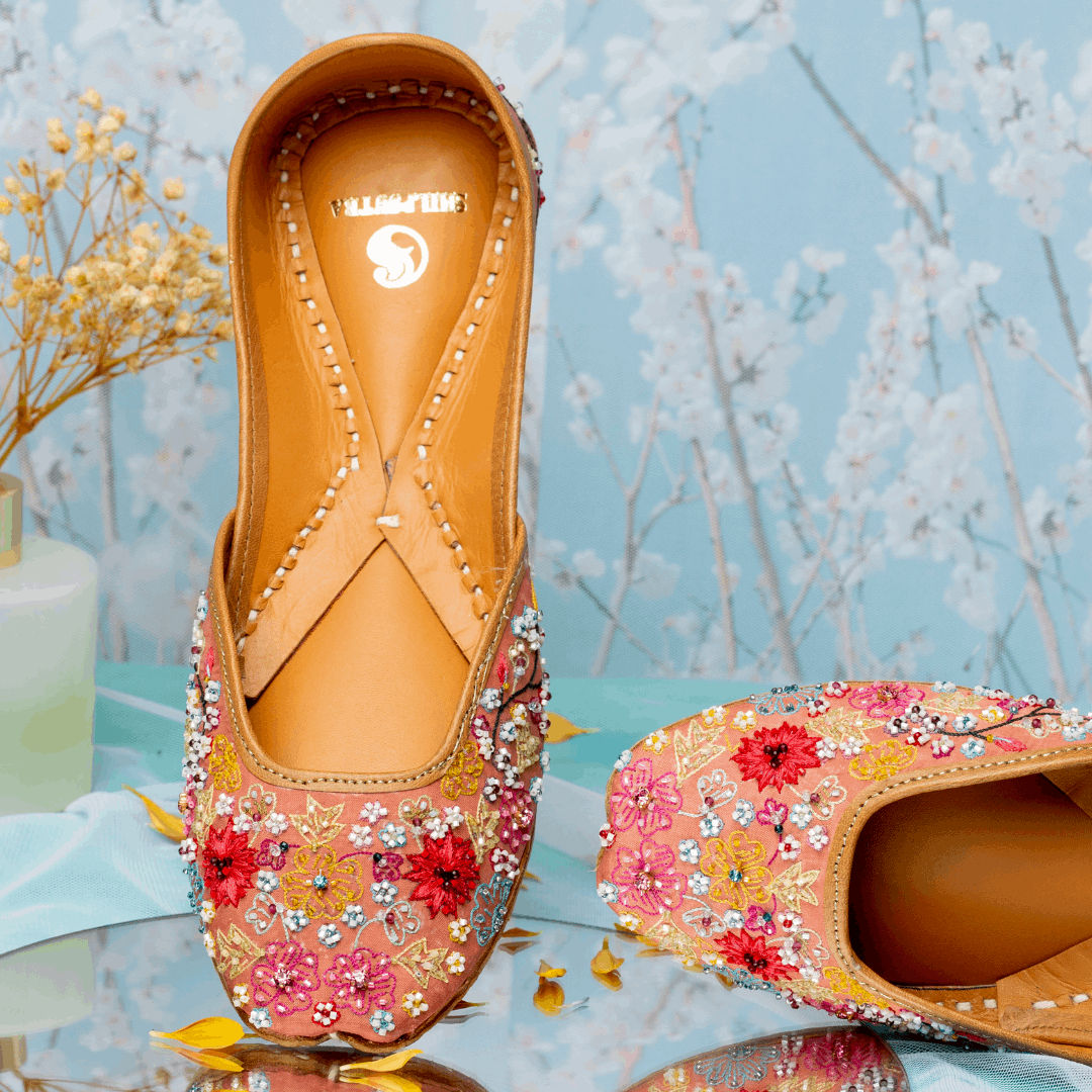 Multicolor Floral Embroidered Designer Ladies Jutti 
