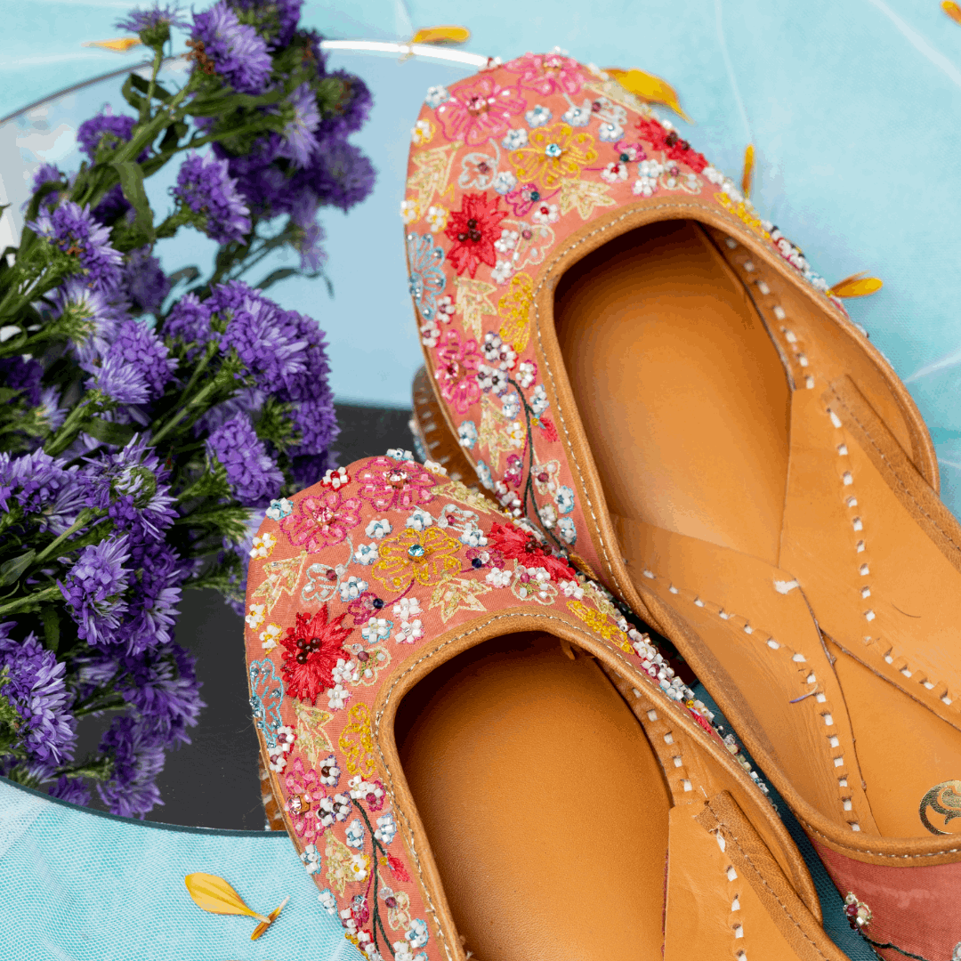 Multicolor Floral Embroidered Designer Ladies Jutti 