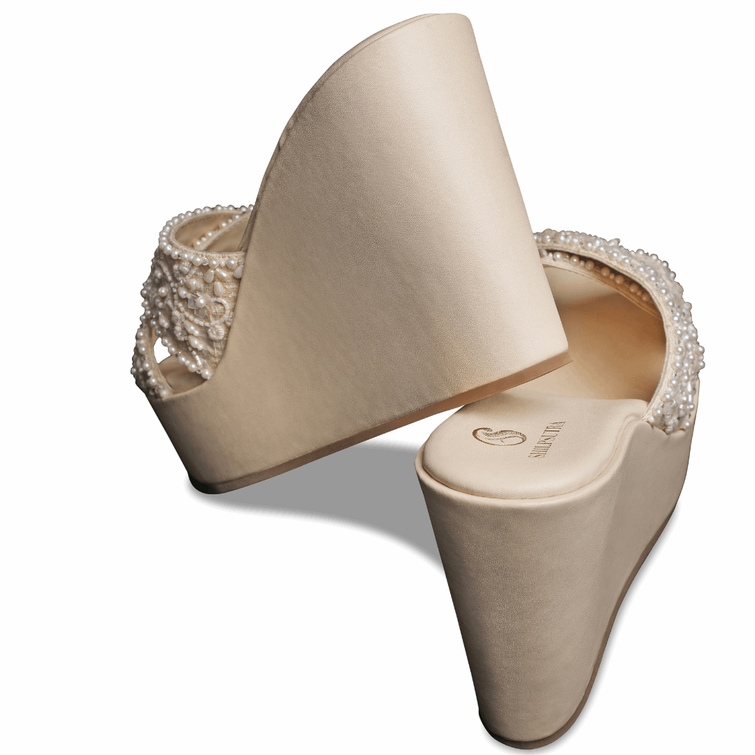 Cinderella Height Booster Wedges - Golden Swarovski Elegance