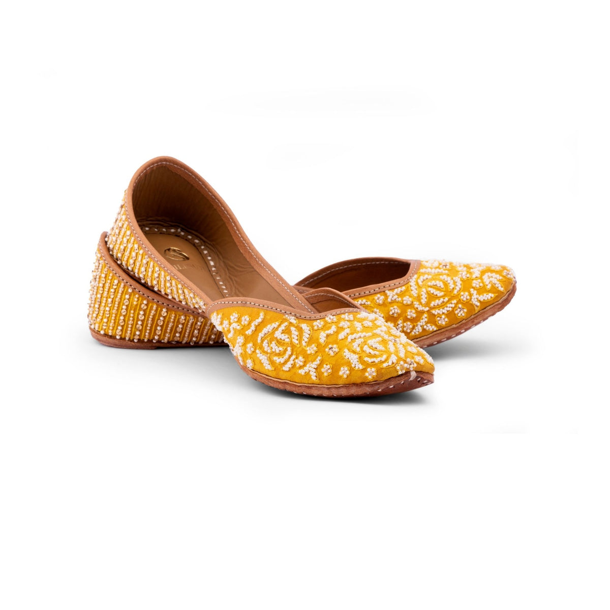 Yellow Color Hand Embroidered Designer Juti for Ladies