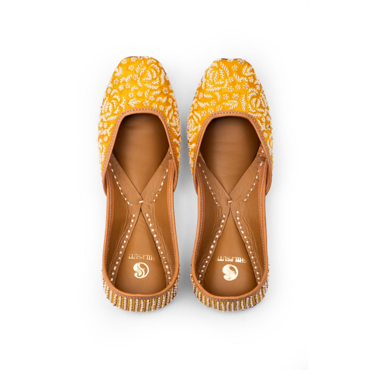 Yellow Color Hand Embroidered Designer Juti for Ladies