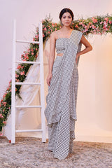 Black and White Geometrical Saree