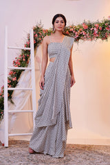 Black and White Geometrical Saree