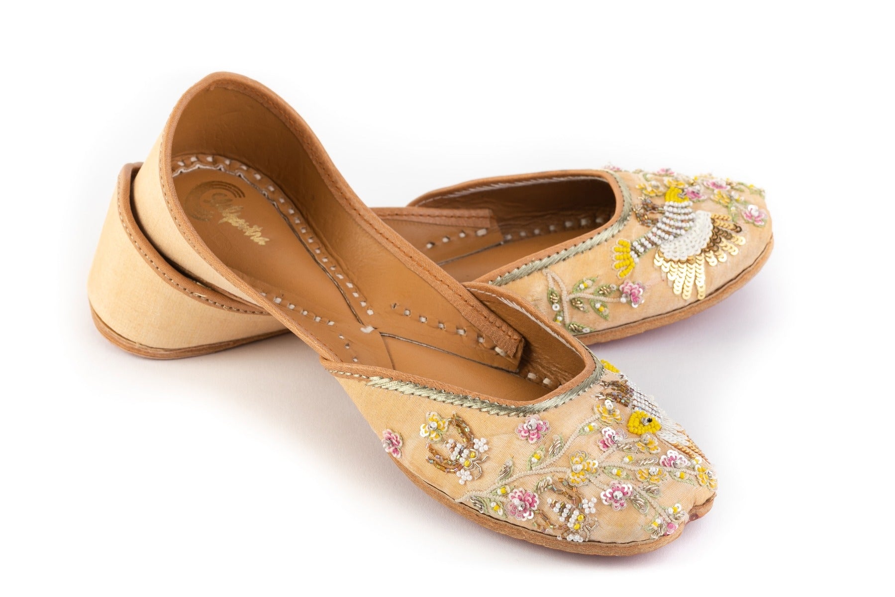 Flower Embroidered Designer ladies juti - Beige Beauty Ladies Designer Jutti
