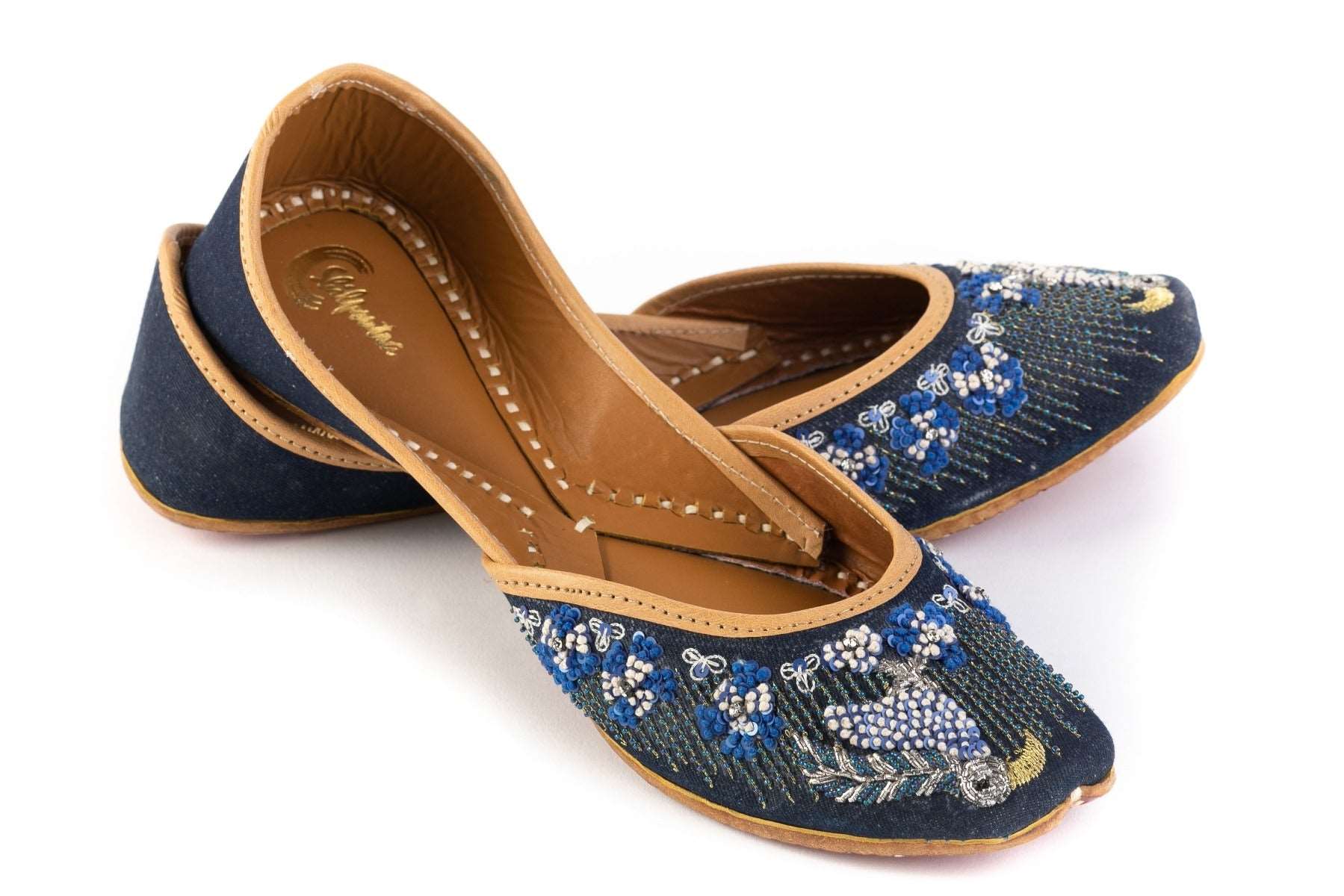 Denim Color Embroidered Punjabi ladies jutti 