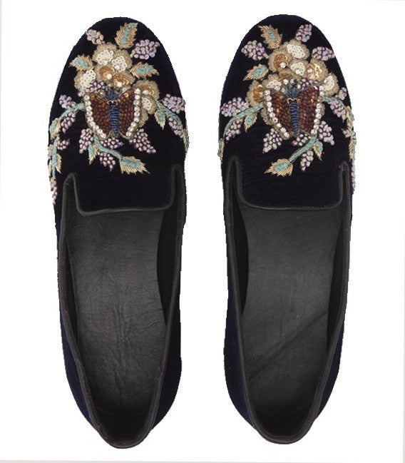 Dark Blue Color Embroidered Jutti for ladies