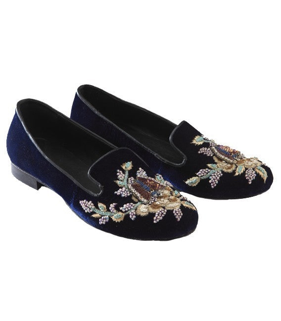 Dark Blue Color Embroidered Jutti for ladies-top