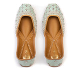 Cindrella Jutti - Handcrafted Designer Teal Ladies Jutti
