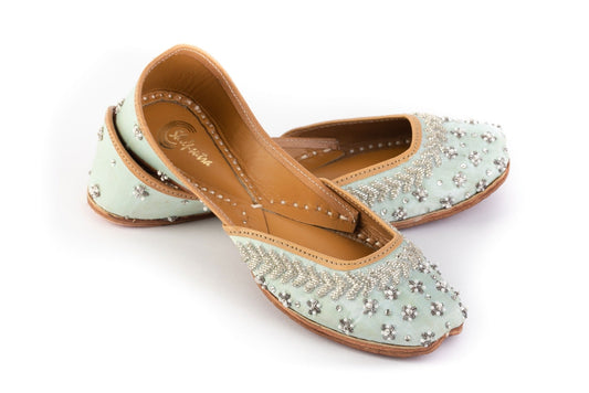 Cindrella Jutti - Handcrafted Designer Teal Ladies Jutti